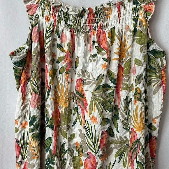 LC Lauren Conrad Tropical Floral Ruffle Straps Tank Top Shirt **Size XL**🦜🦜 - Picture 3 of 4